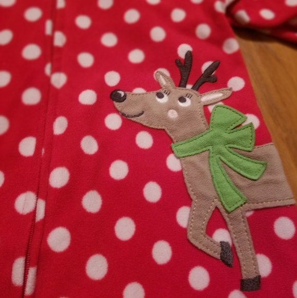Carter's Reindeer Flannel Zip Up Sleepers Sz 12m - Picture 5 of 6